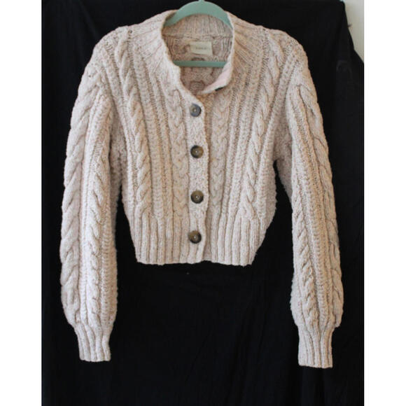 Doen Cardiff Cable Knit Button Front Sweater  size M - Picture 3 of 9